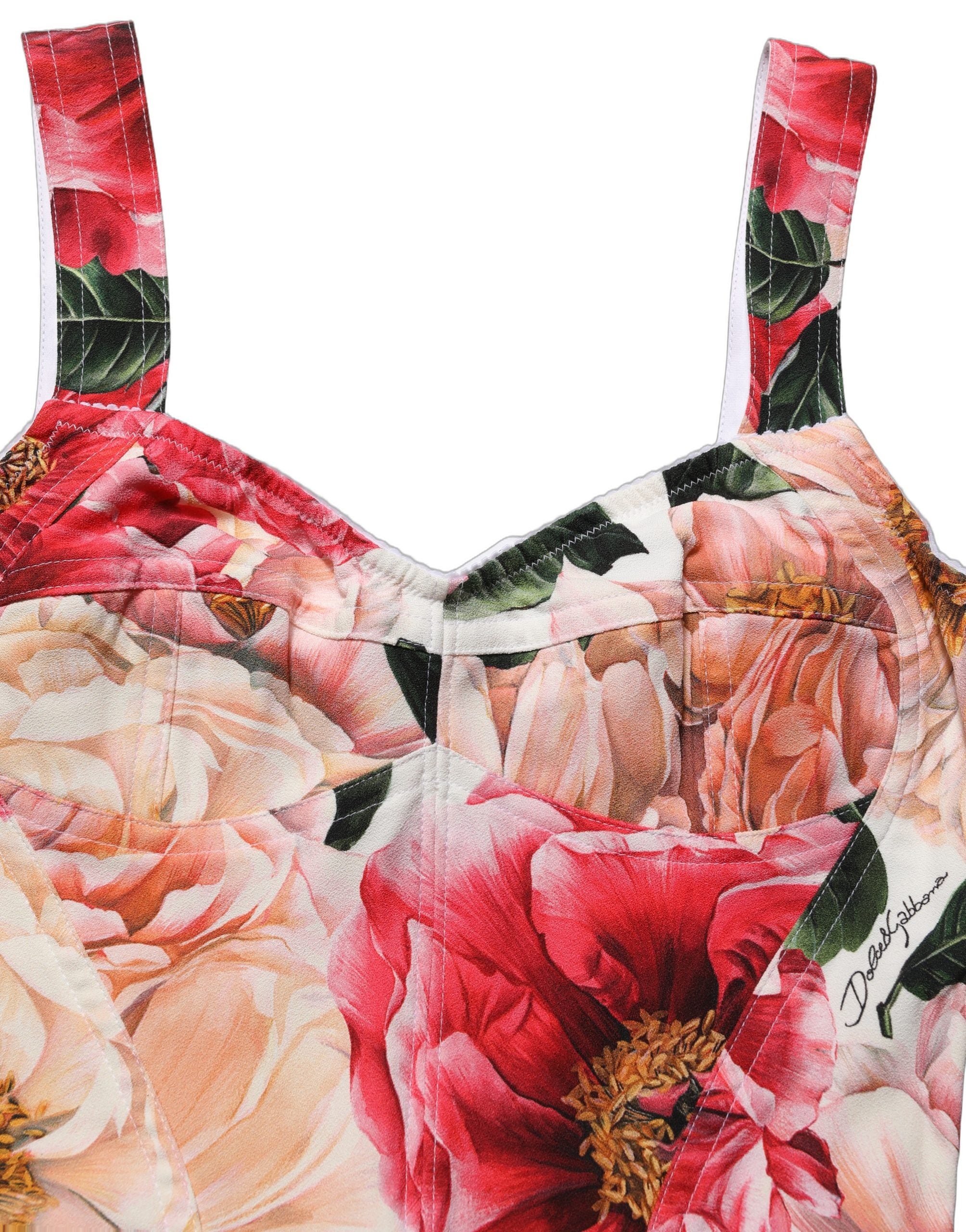 Floral Cropped Bustier Tank Top — Multicolor