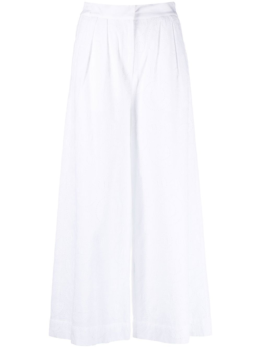 Broderie anglaise cropped culottes - White