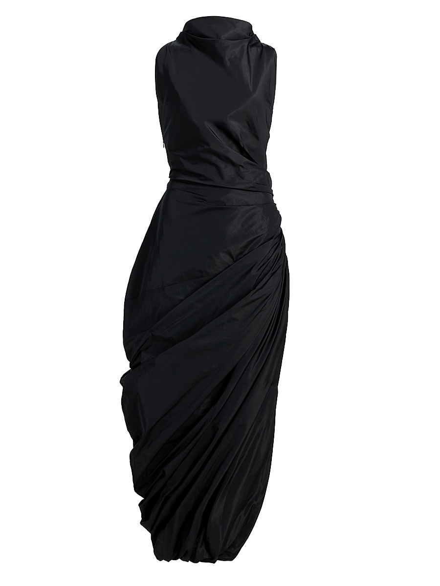 Women's Dora Gathered Taffeta Dress - Black