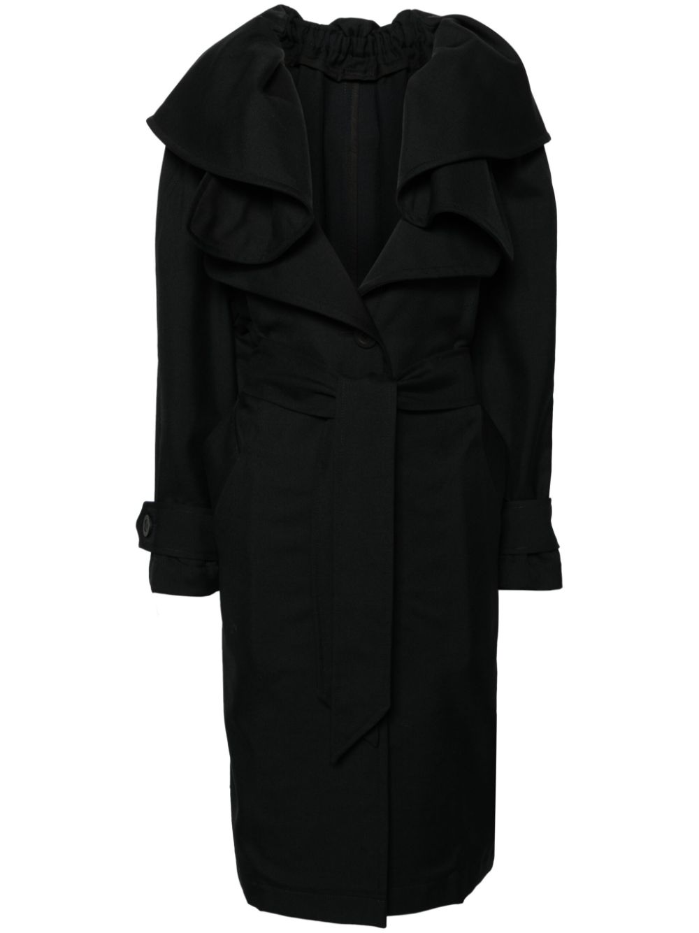 Belted gabardine trench coat - Black