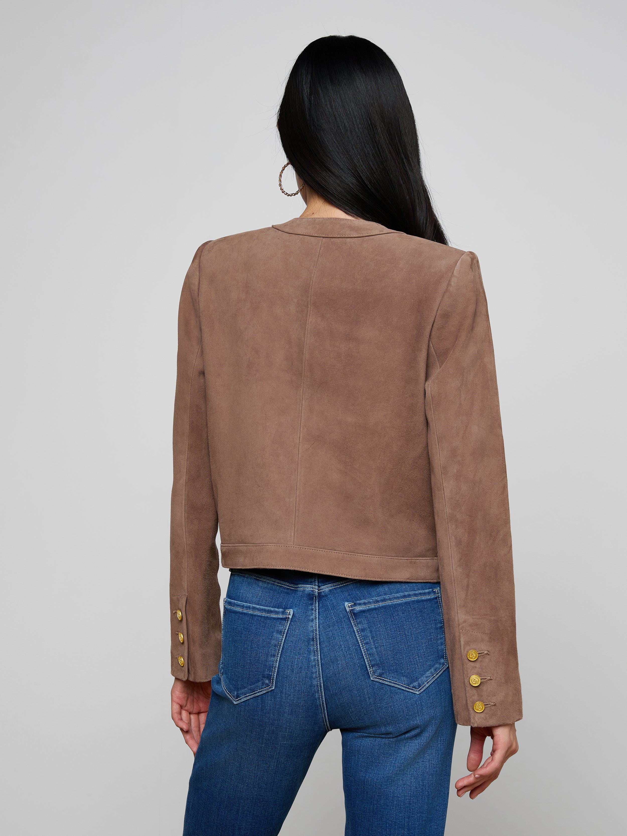 Jayde Collarless Jacket In Cardamom