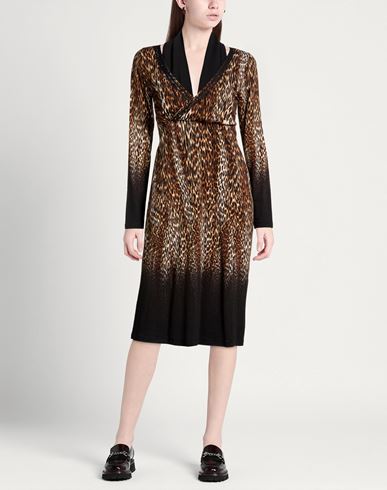 Woman Midi dress Black Size 12 Wool, Polyamide, Elastane, Swarovski Crystal