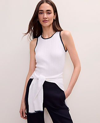 Ann Taylor Tipped Sweater Shell Top