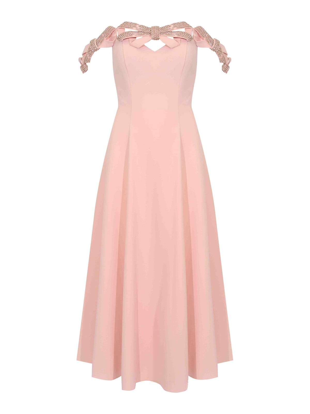 Dress In Crepe With Rhinestones Ice Pink