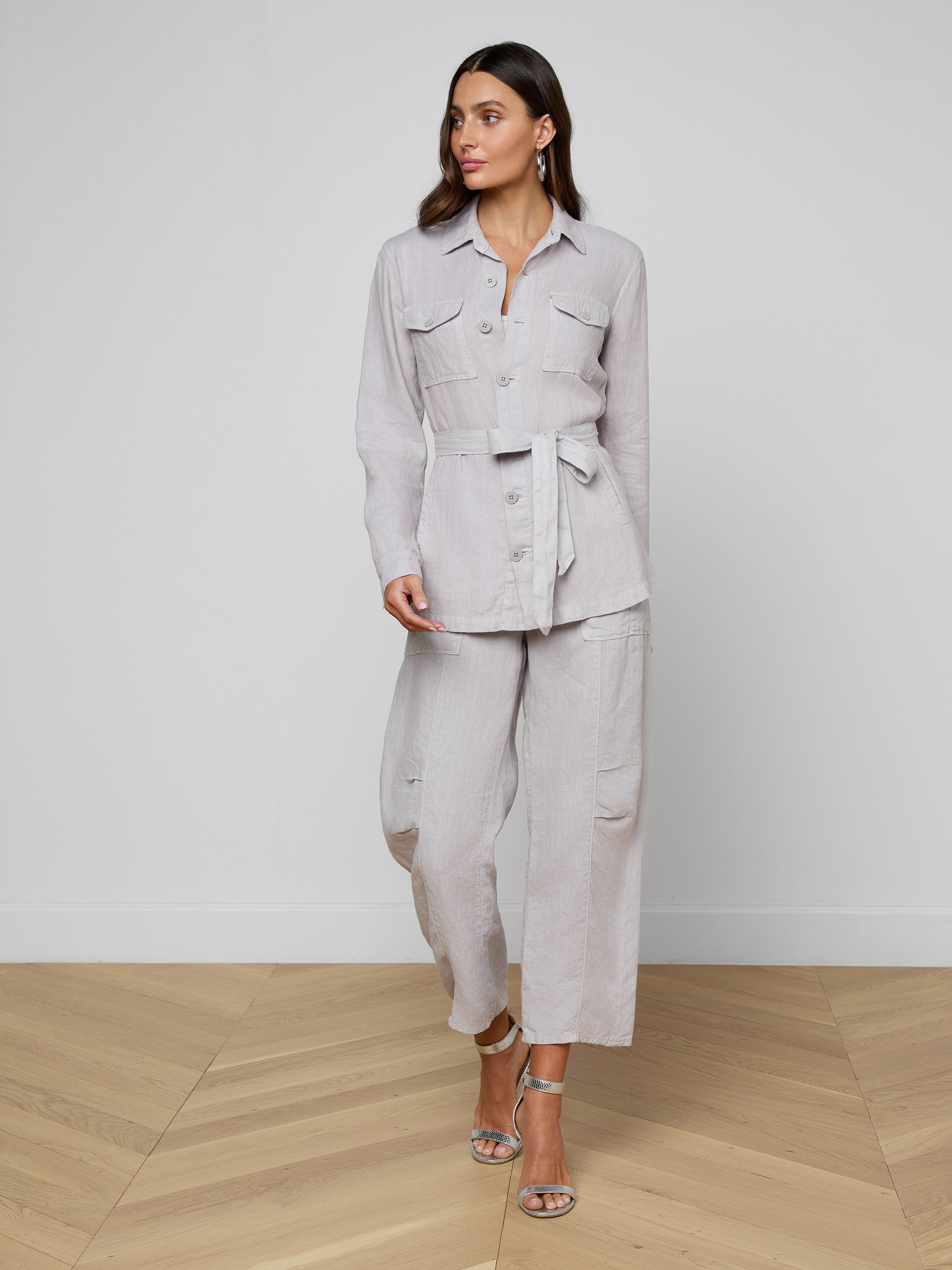 Samaya Linen Jacket In Light Pewter
