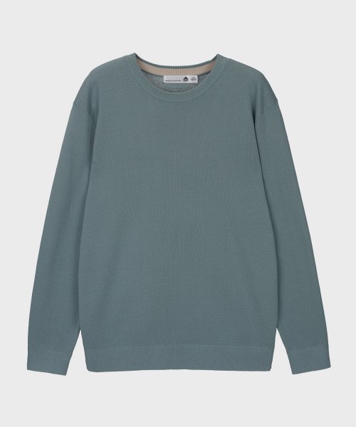 UNI Supima Semi-Oversized Round Neck Knit Mint LWKT2101