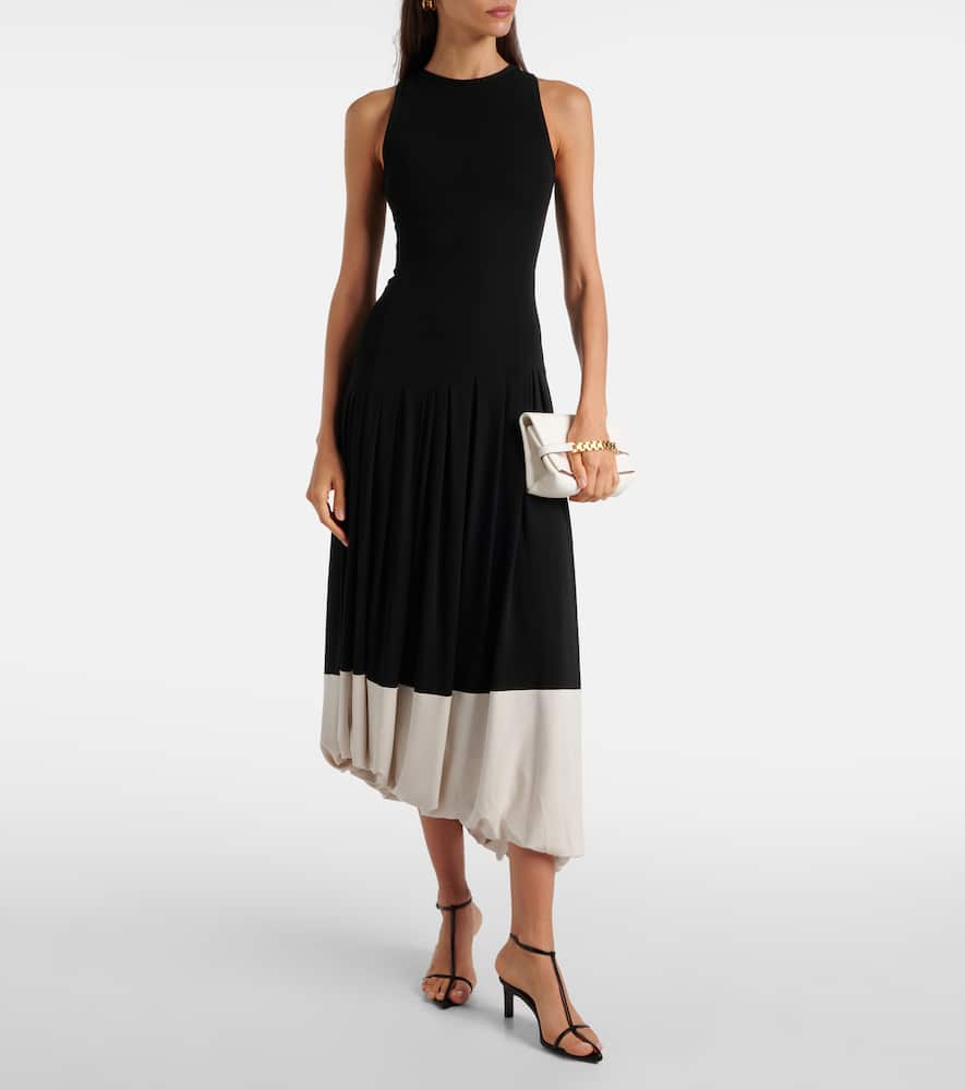 Colorblocked jersey midi dress