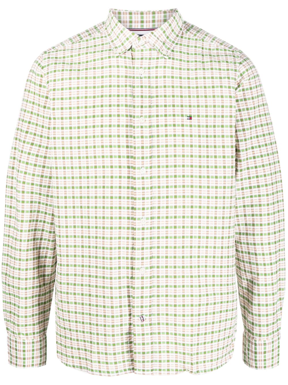 Gingham-pattern cotton shirt - Green