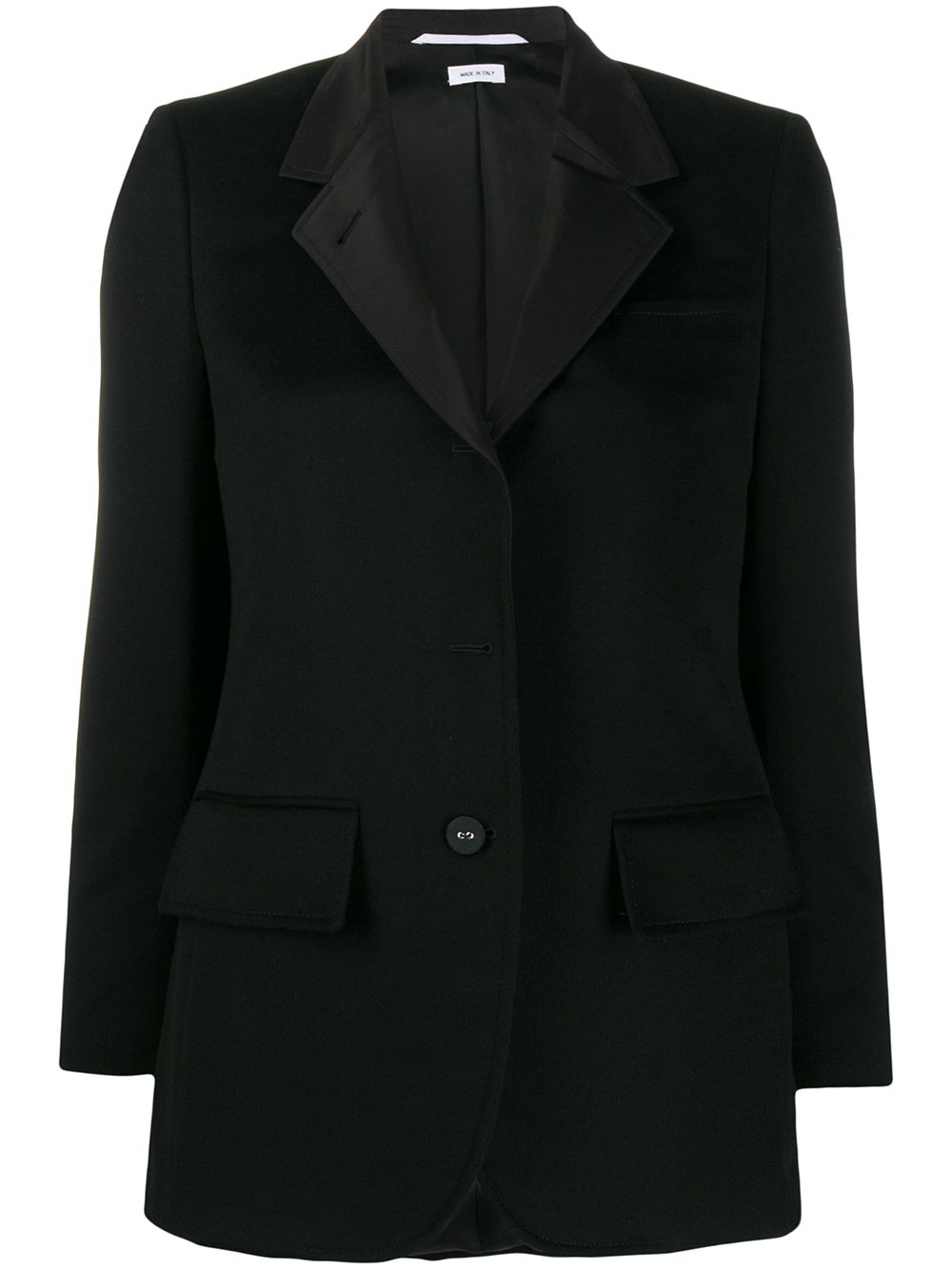 Wide-lapel cashmere jacket - Black