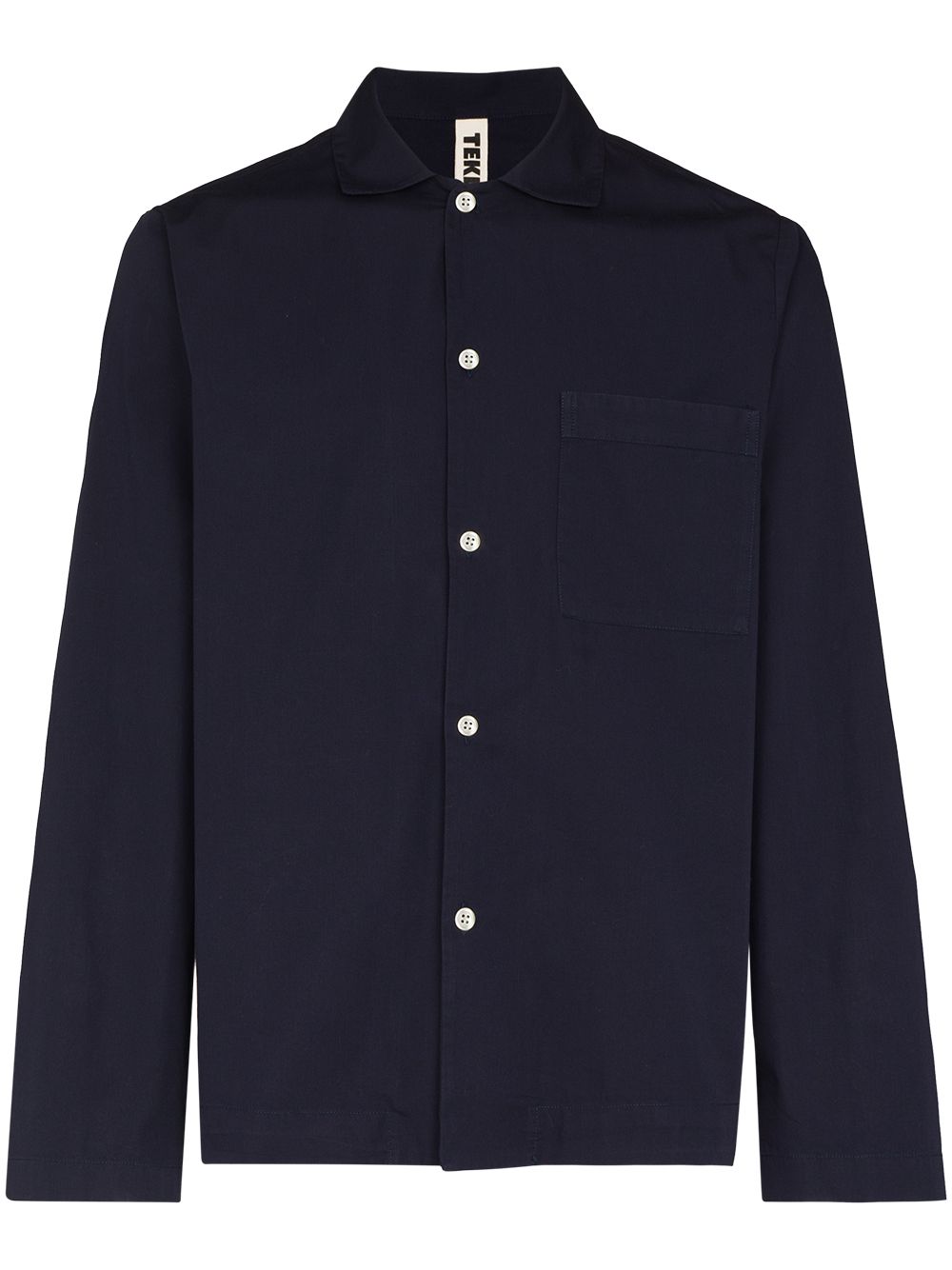 Long-sleeve poplin pajama shirt - Blue