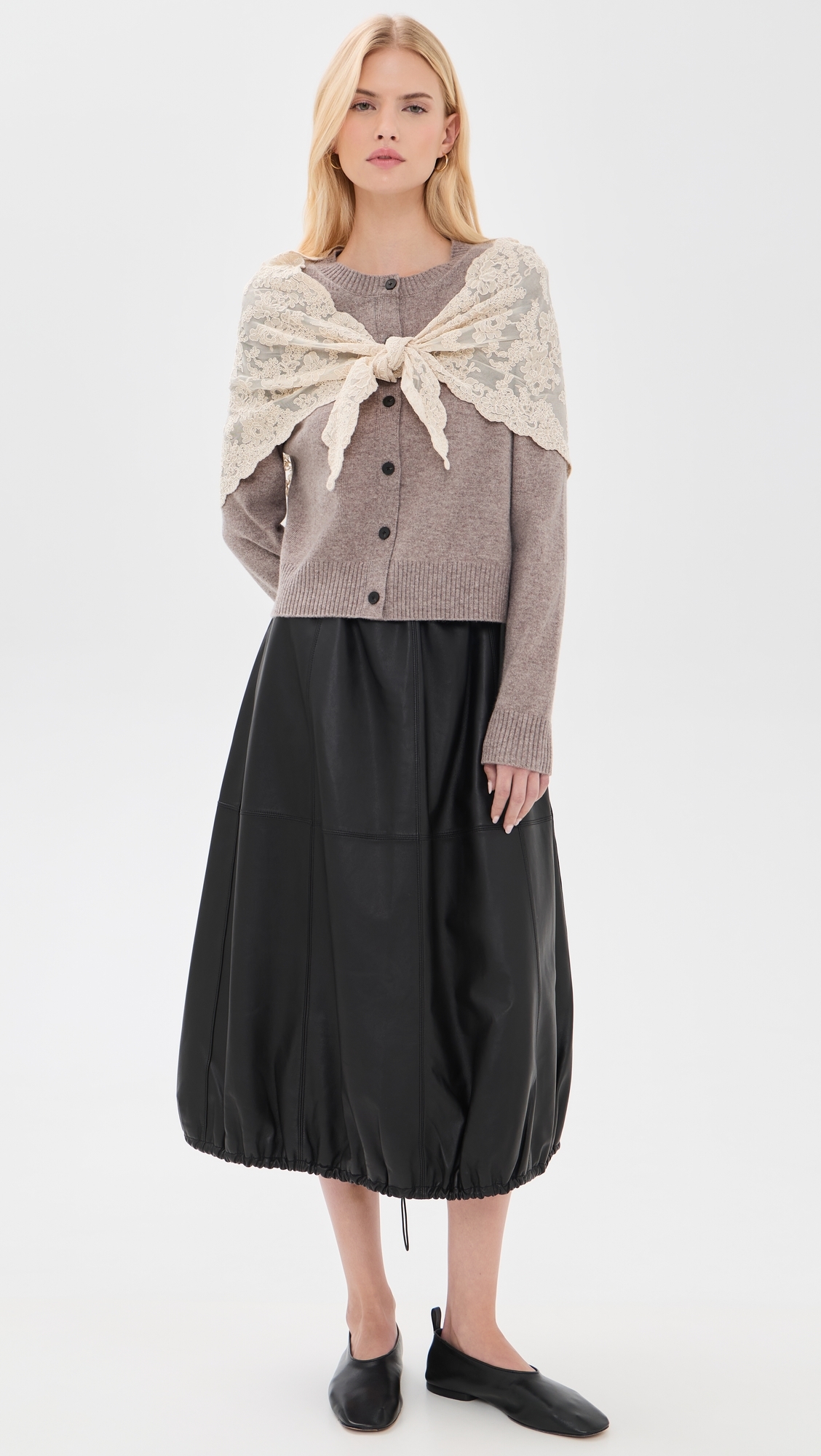Kirra Lace Scarf Cardigan Taupe