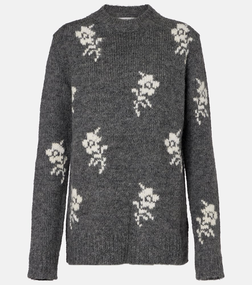 Intarsia alpaca and wool-blend sweater