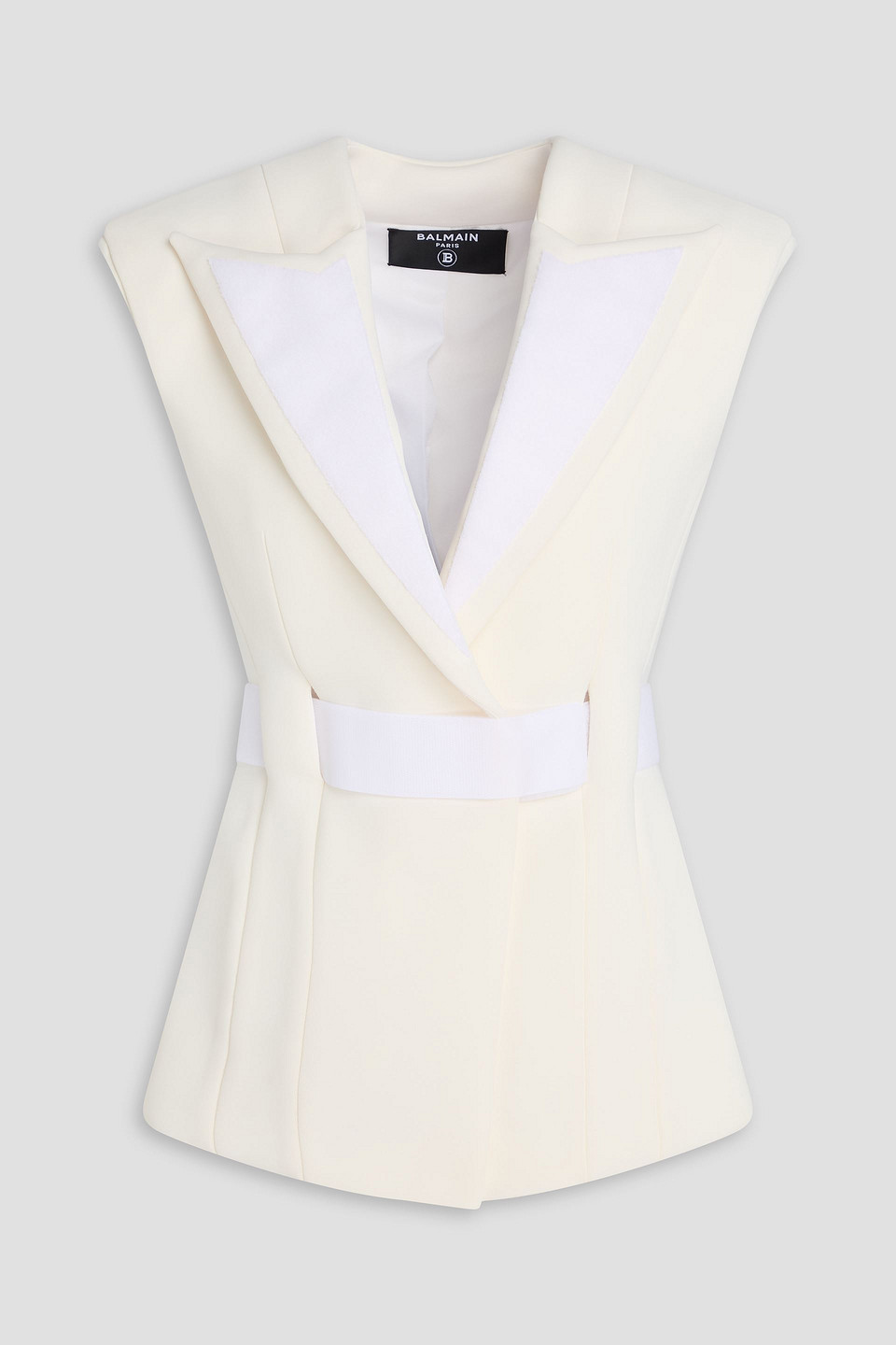 Velvet-trimmed scuba vest - White - FR 34