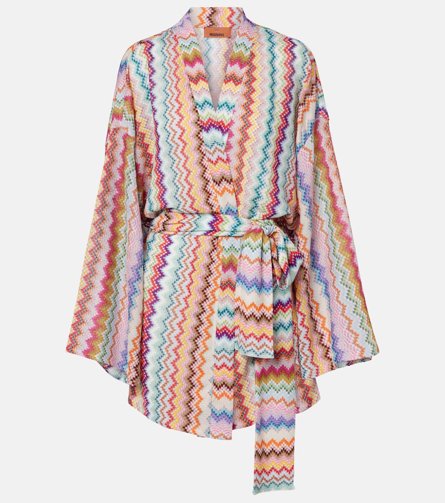 Zig Zag oversized lamé wrap cardigan
