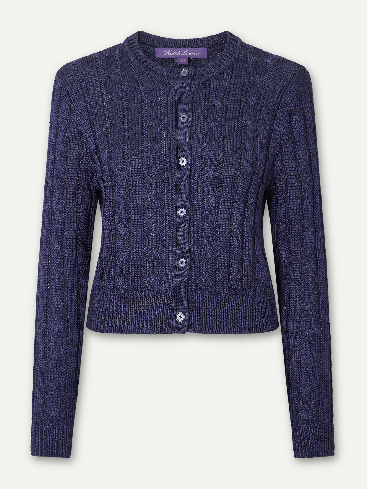 Cable-knit Silk Cardigan - Blue