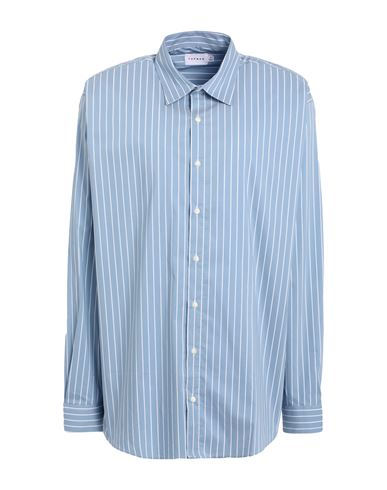 Topman Man Shirt Sky blue Size L Cotton, Polyester, Elastane