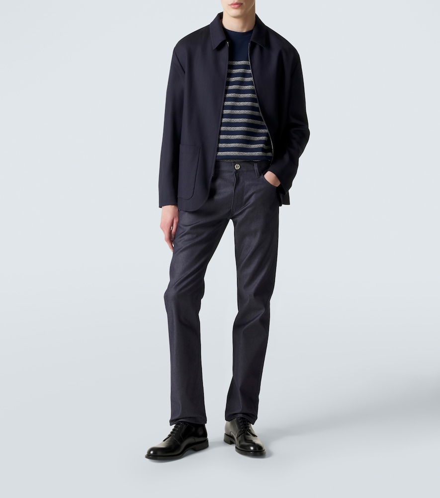 Cotton and silk-blend straight jeans