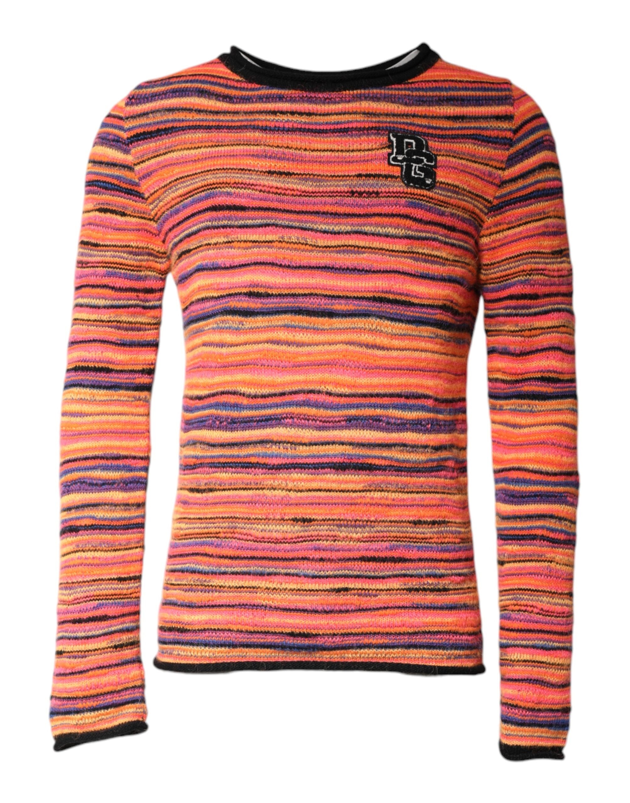 Striped Wool-Blend Knit Sweater — Orange