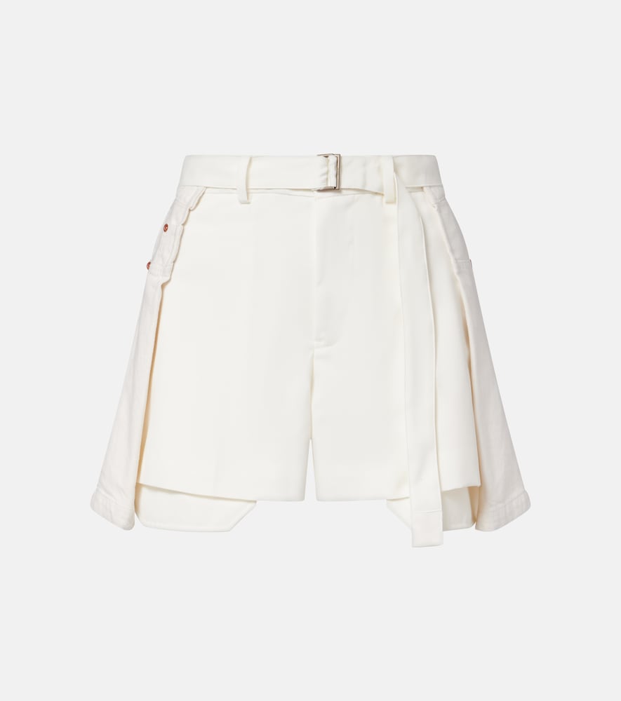 Paneled denim shorts