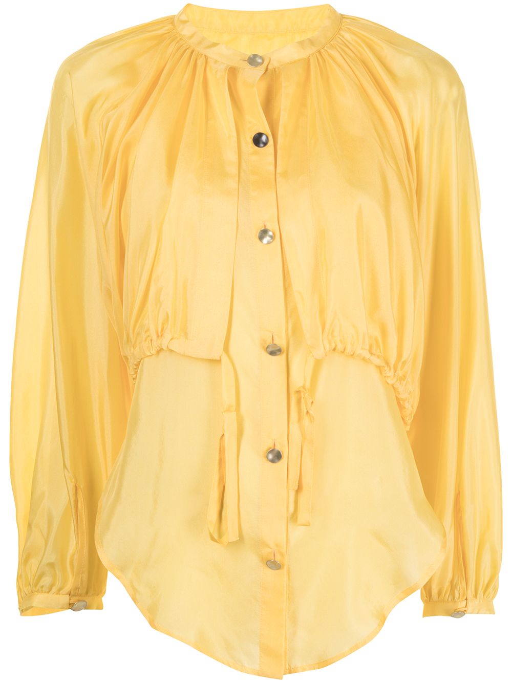 Tie-fastening long-sleeve blouse - Yellow