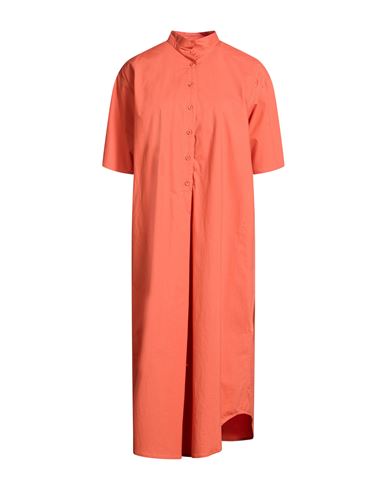 Woman Midi dress Orange Size S Cotton, Elastane