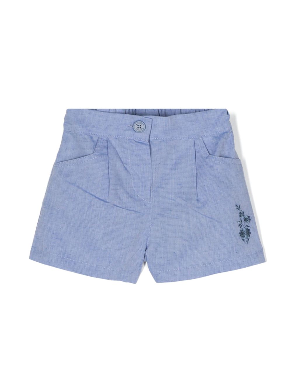 Floral-embroidered shorts - Blue