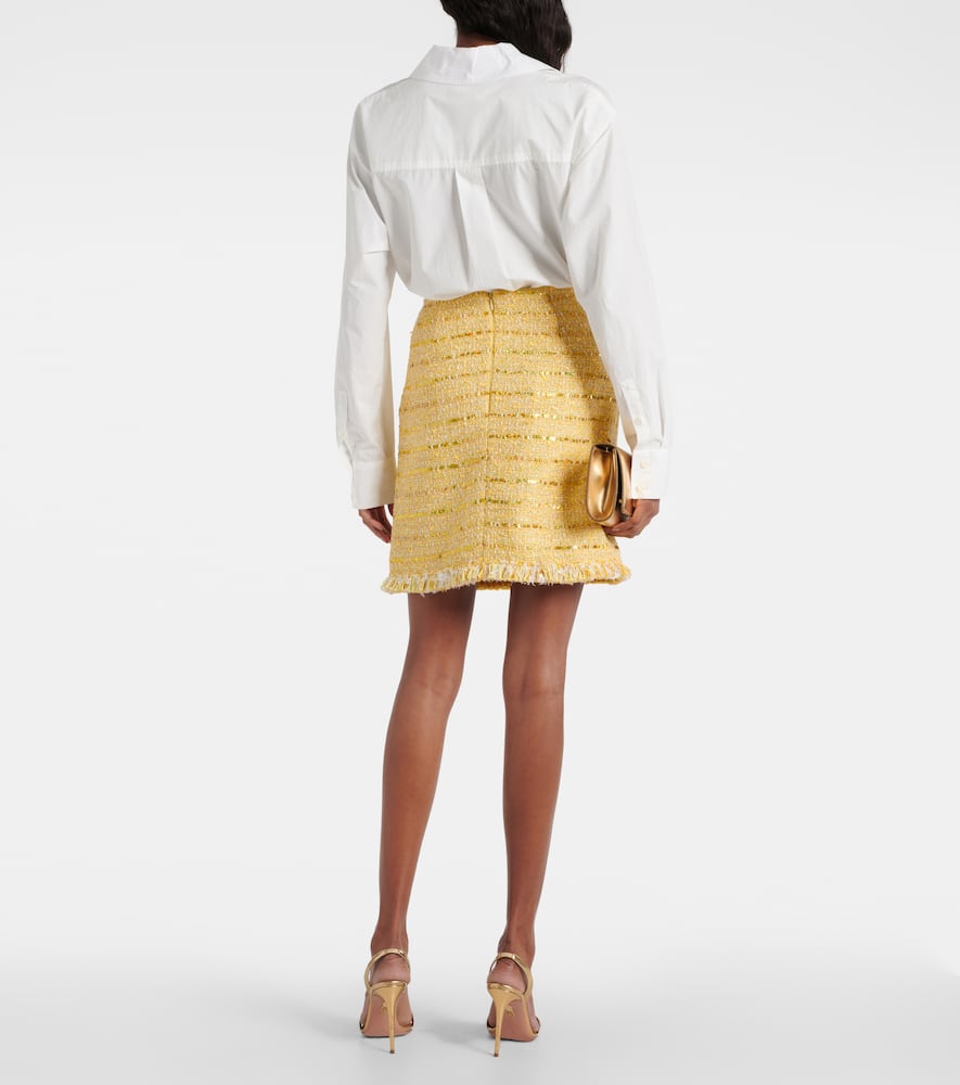 Fringed bouclé miniskirt