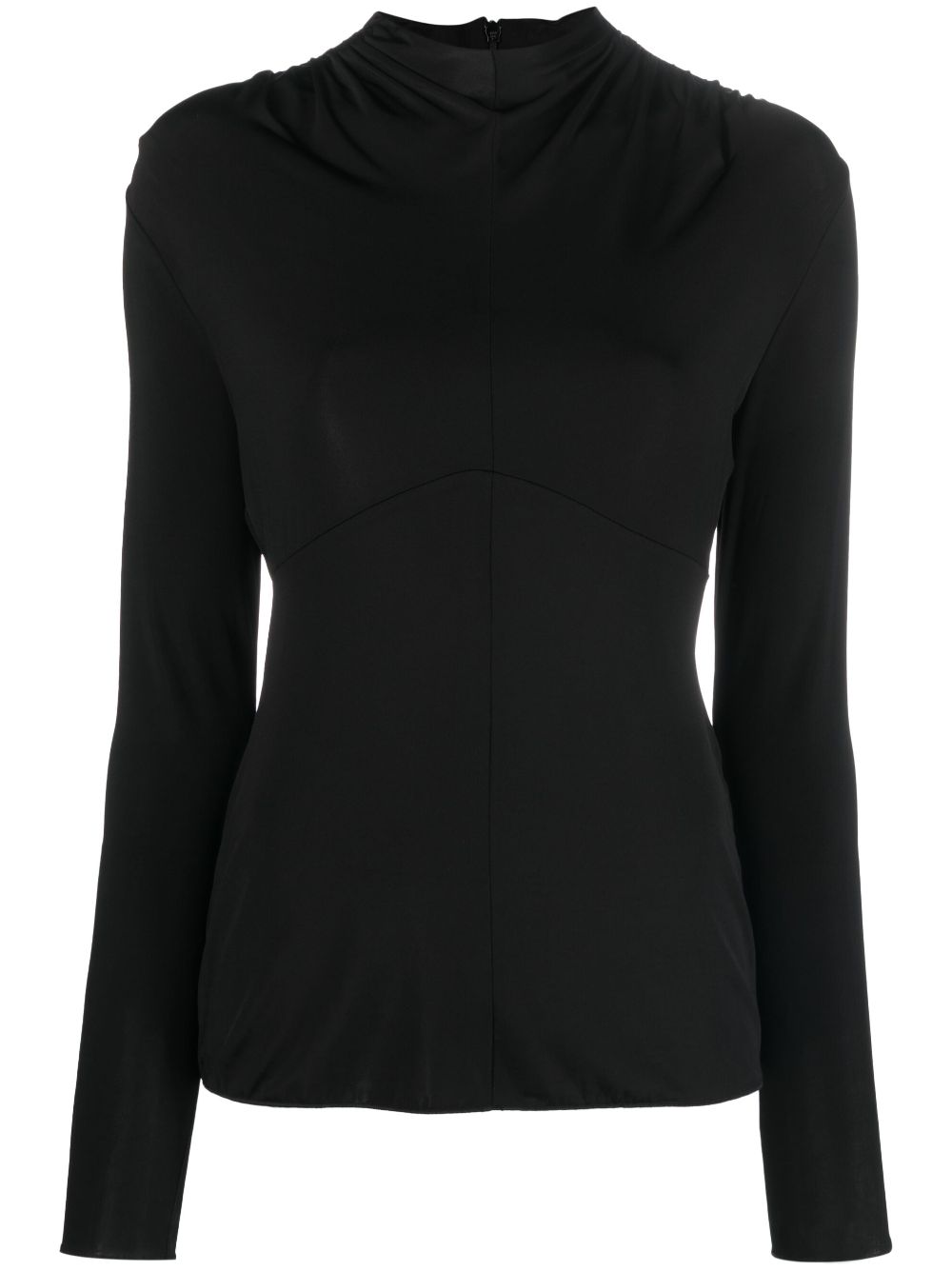 Round-neck long-sleeve top - Black