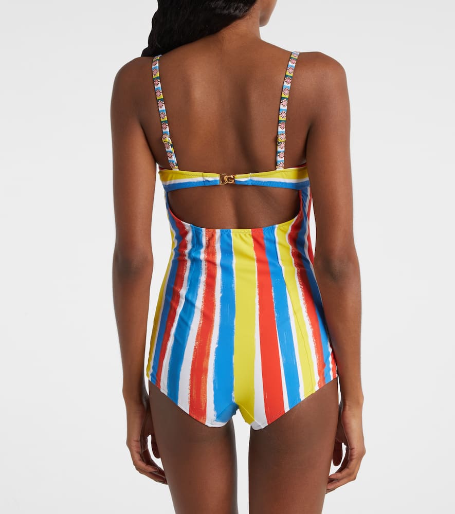 Cutout striped swimsuit