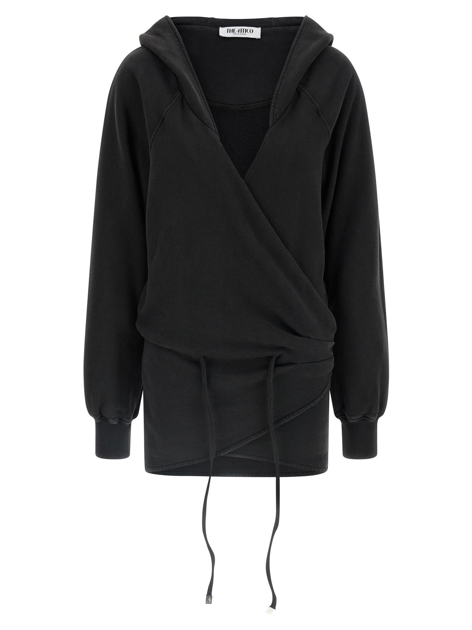 Hooded Cotton Fleece Sweatshirt — Black