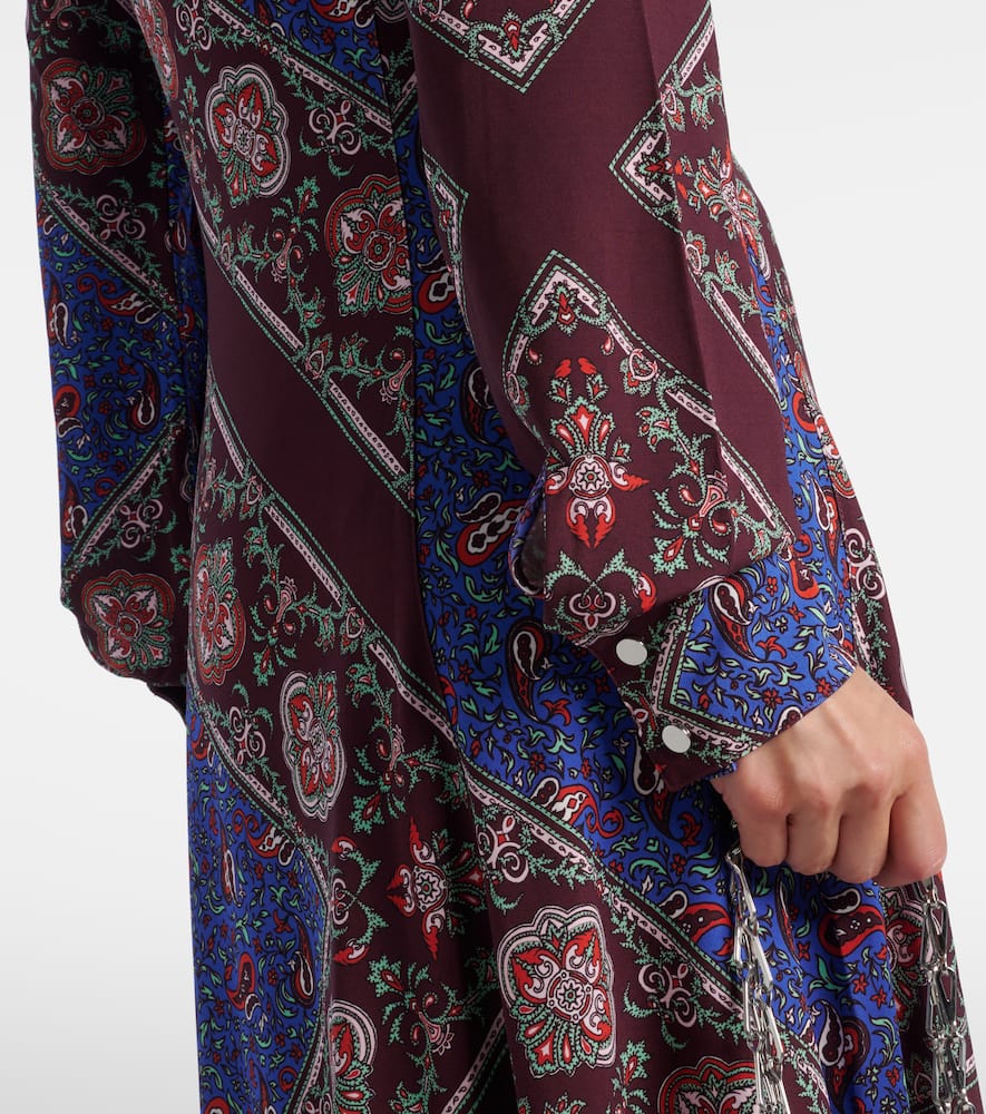 Asymmetric paisley printed midi dress