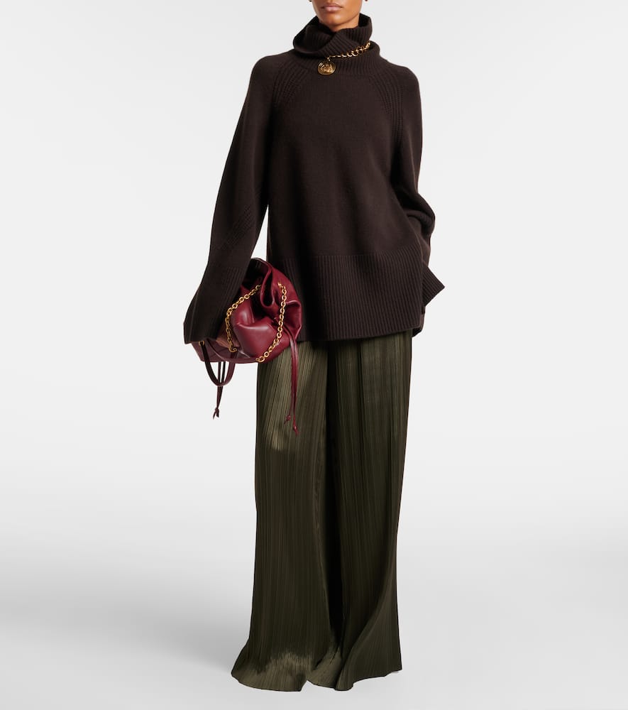 Amber plissé satin wide-leg pants