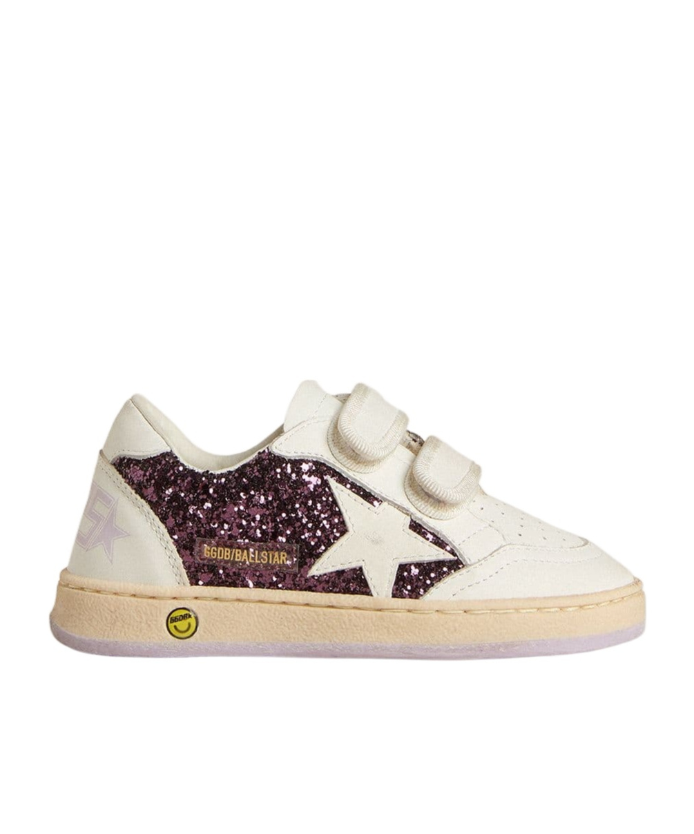 Teen Ball Star in purple glitter with white leather star and heel tab