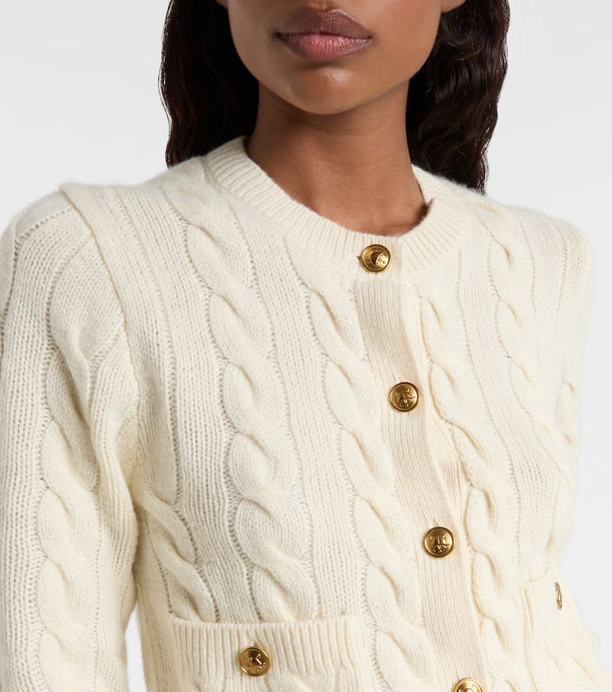 Cable-knit wool and cashmere cardigan