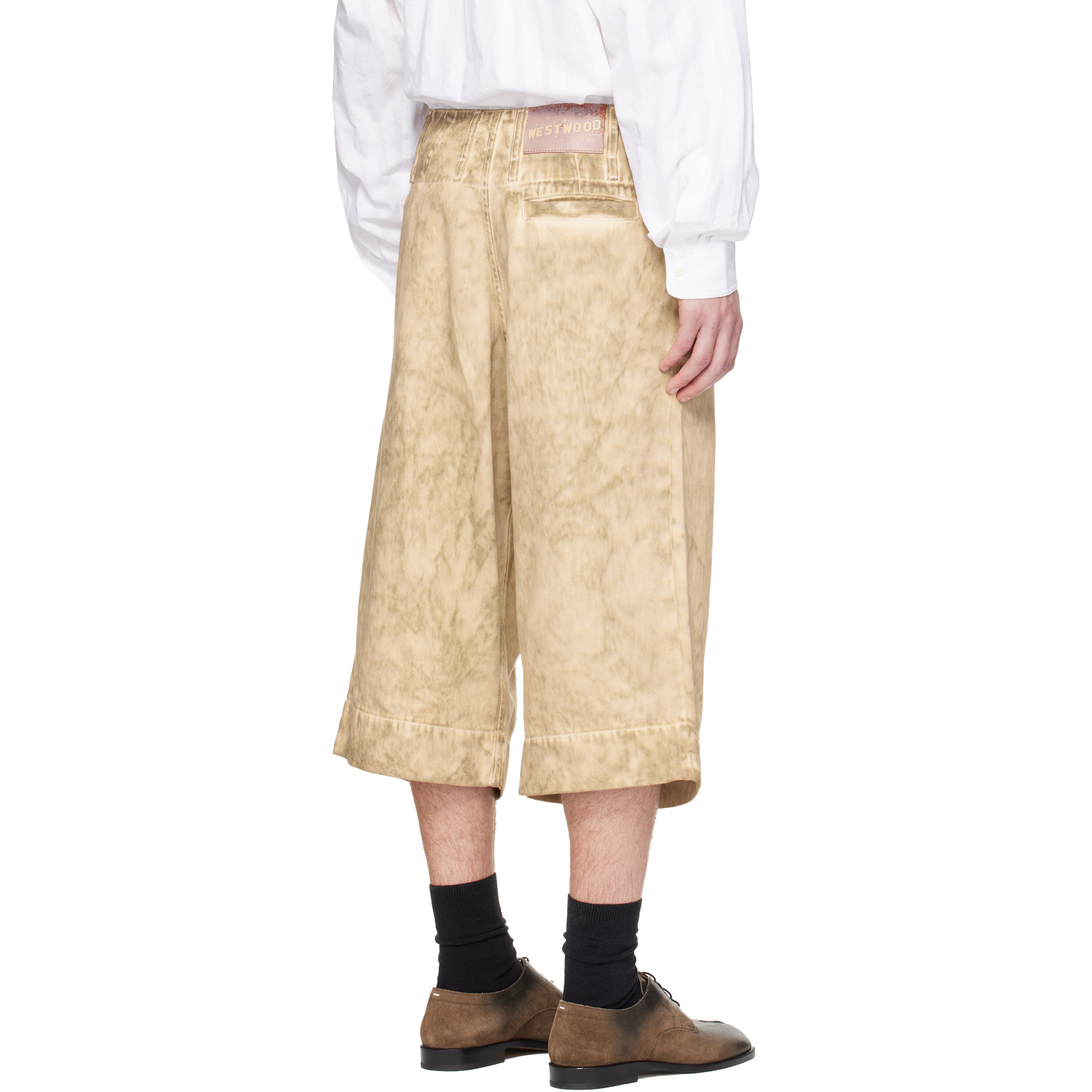 Beige Inferno Denim Shorts