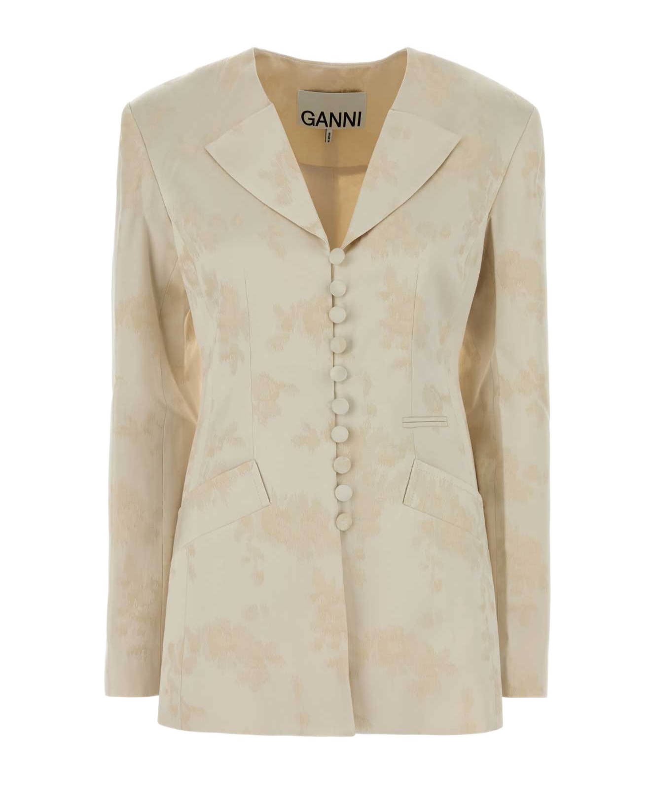 Jacquard Long Button Blazer