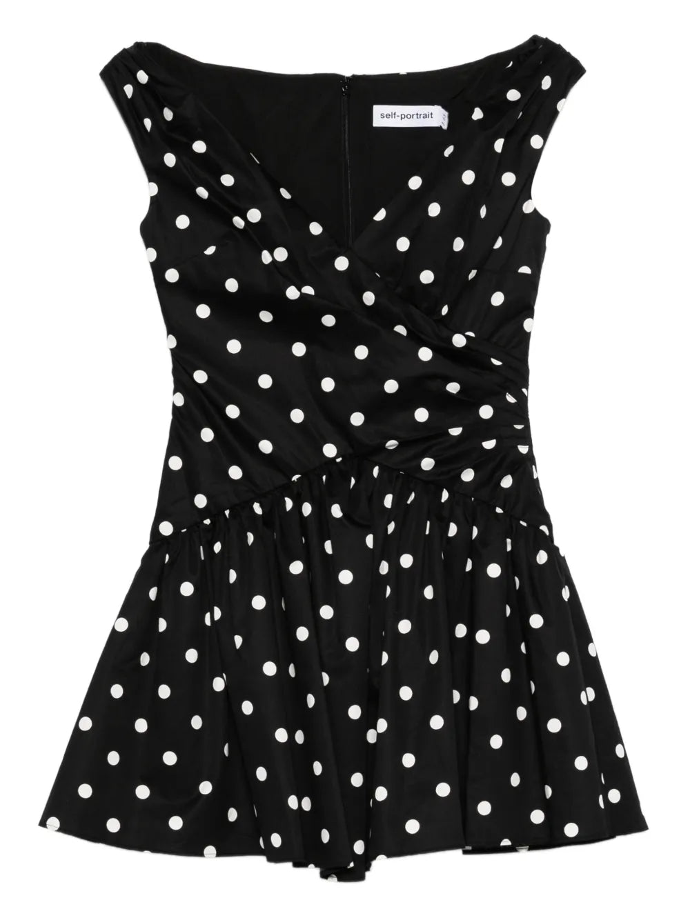 Polka-Dot V-Neck Dress — Black