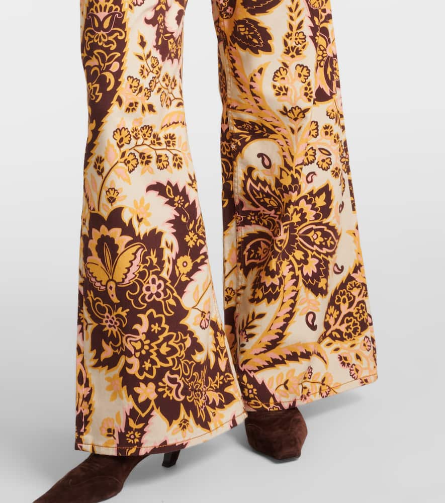 Floral high-rise wide-leg jeans