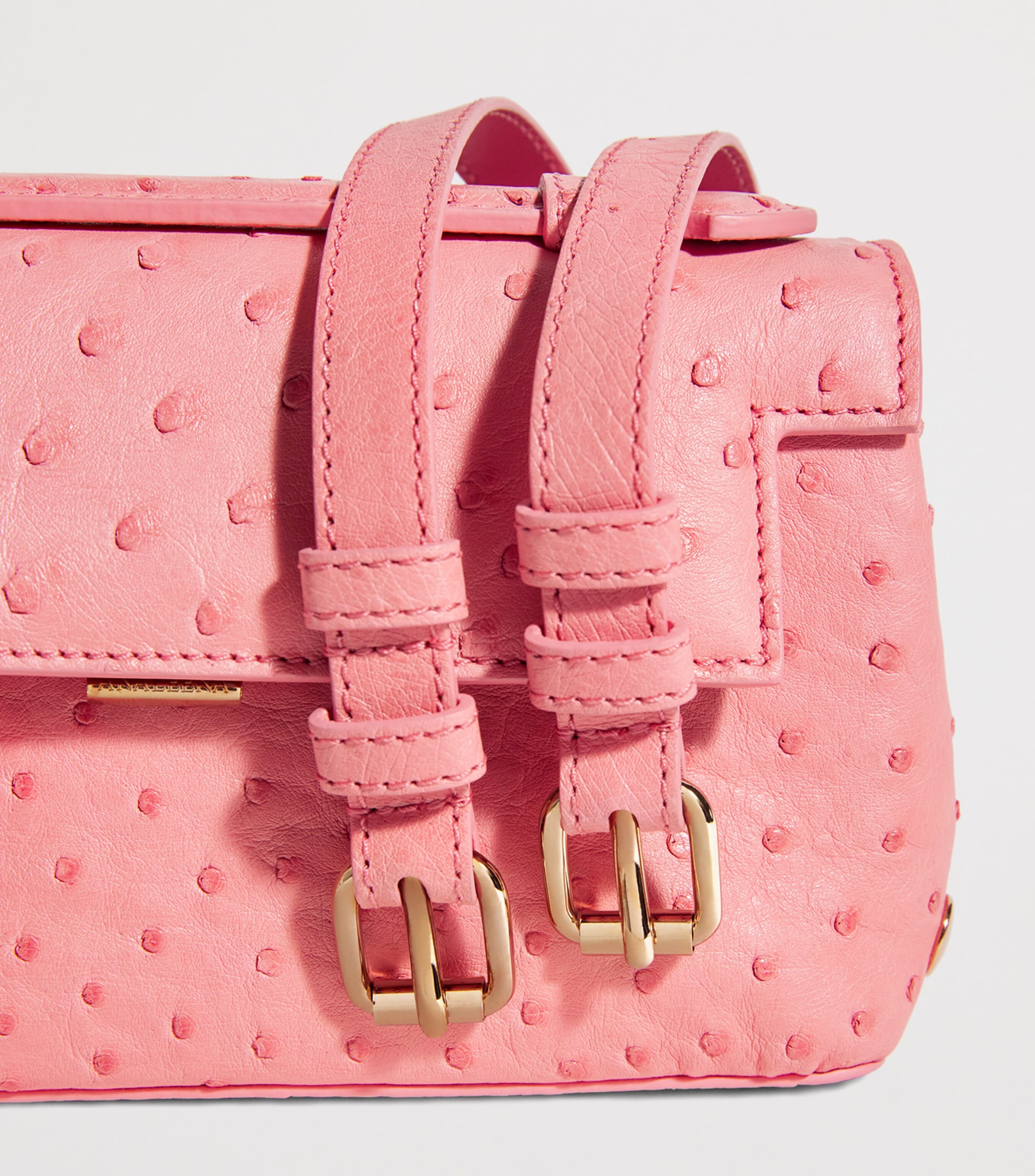Analeena Ostrich Leather Top-Handle Bag