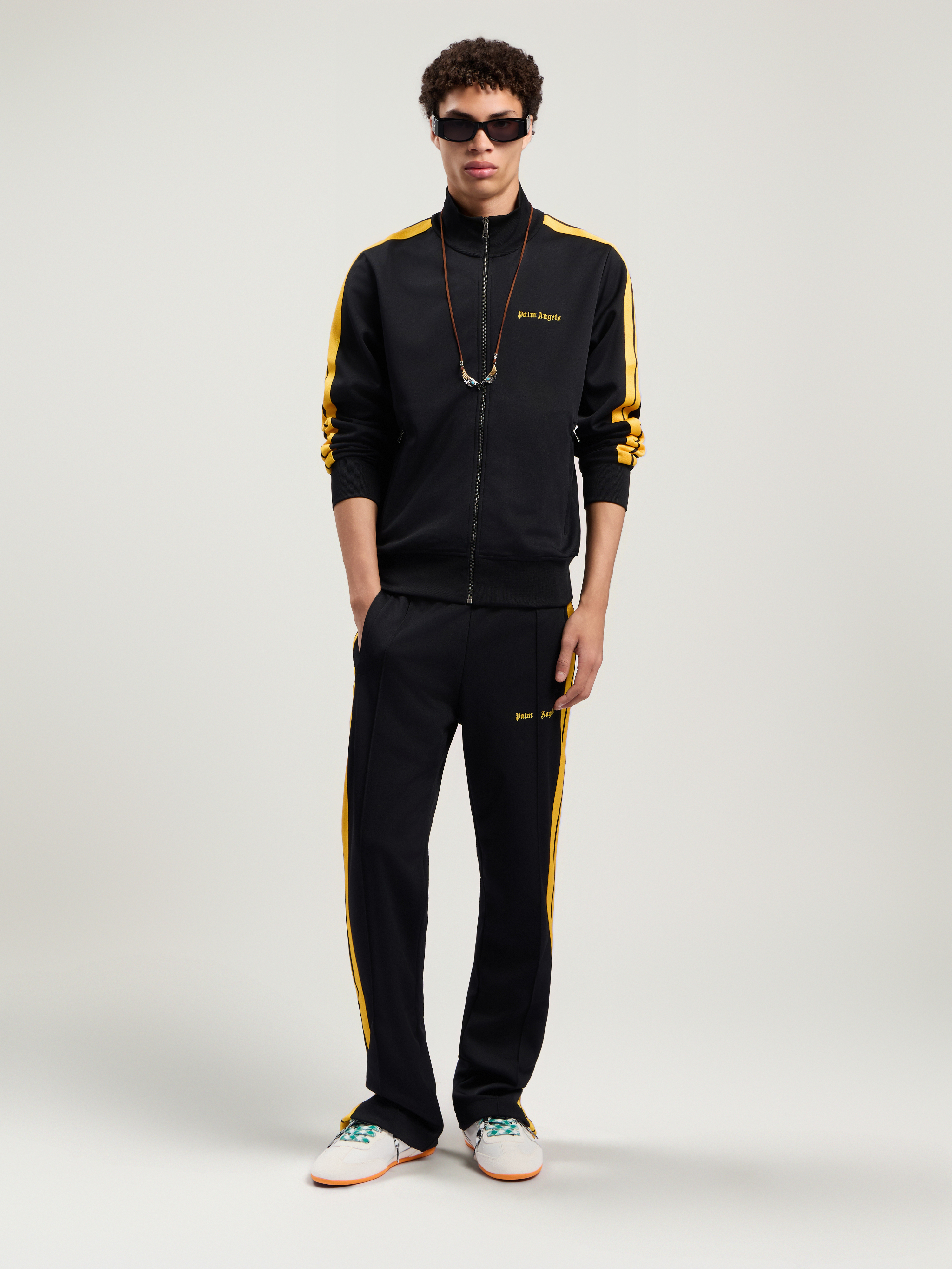 Classic Logo Color Track Pants Man  Black