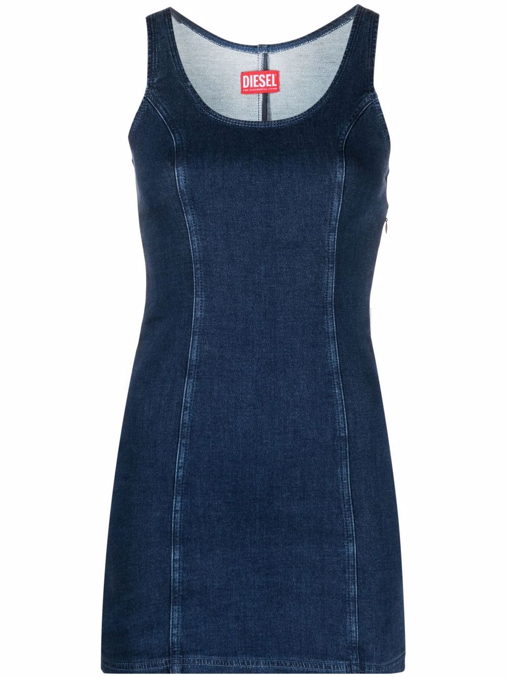 Sleeveless denim mini dress - Blue