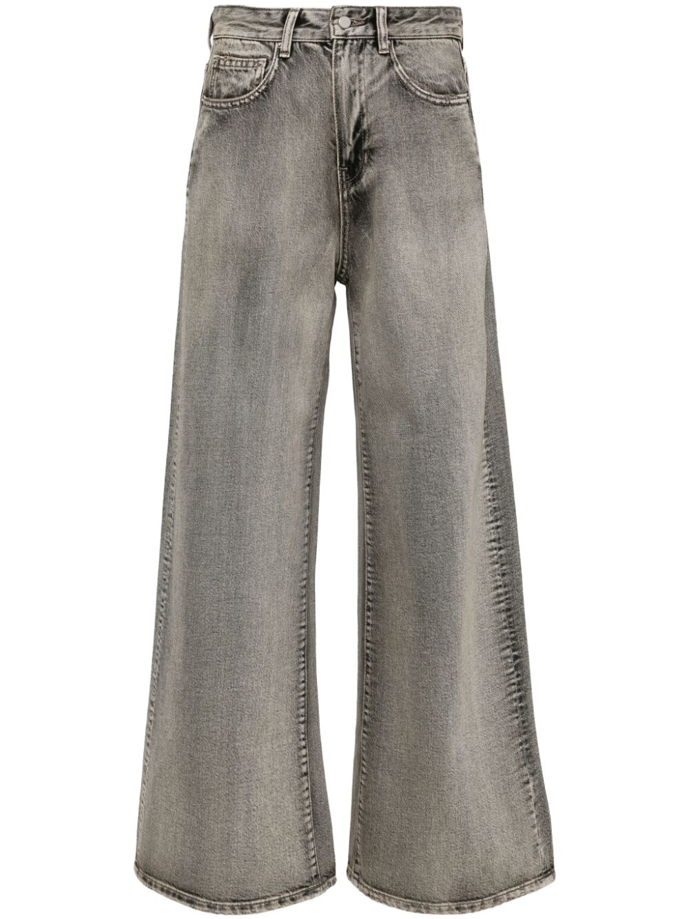 Wide-leg cotton jeans - Grey