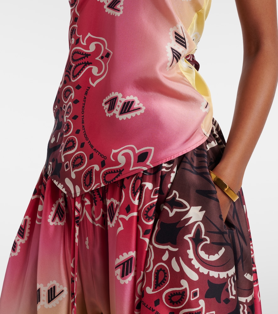 Printed halterneck silk top