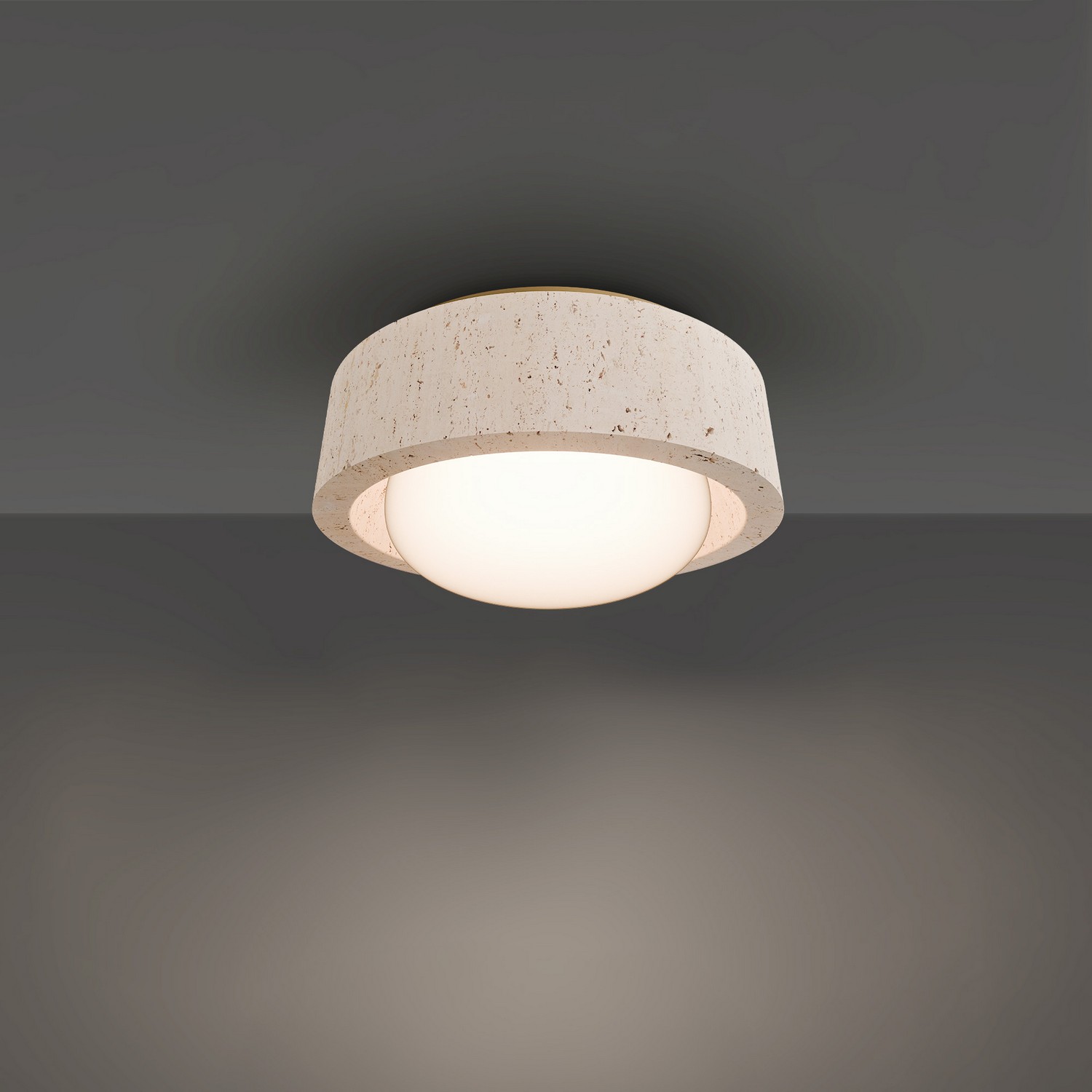 Beige Travertine Aged Brass LED Flush Mount from the Tane Collection