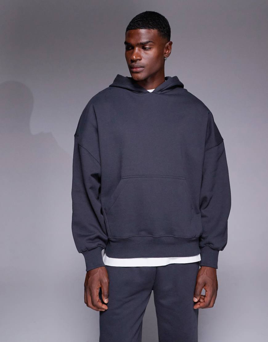 Premium heavyweight oversized hoodie in 400 gsm charcoal-Grey