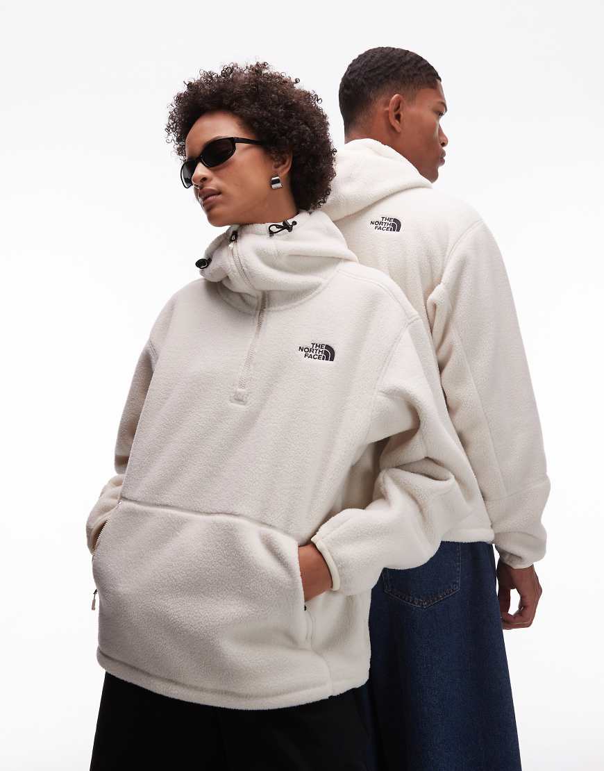 Dirus unisex 1/2 zip balaclave fleece hoodie in off white