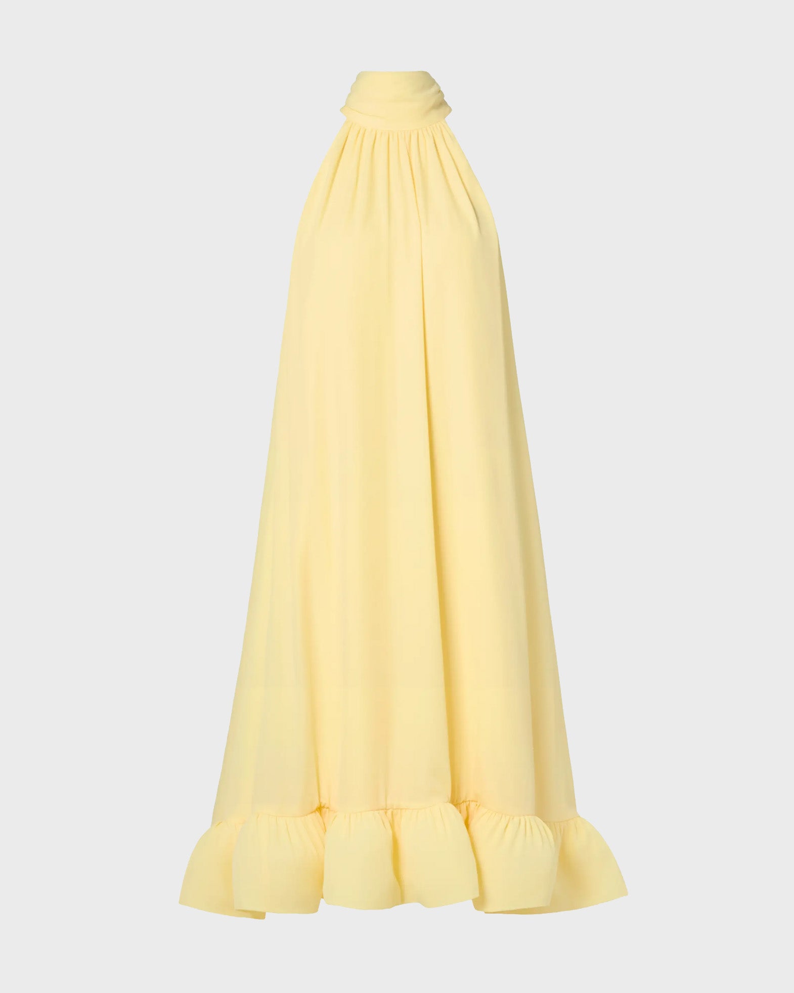 Malina Dress Sabrina Halterneck Ruffled Midi Light yellow