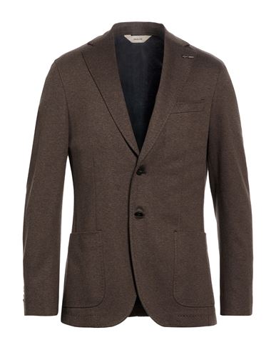Man Blazer Dark brown Size 36 Cotton, Elastane