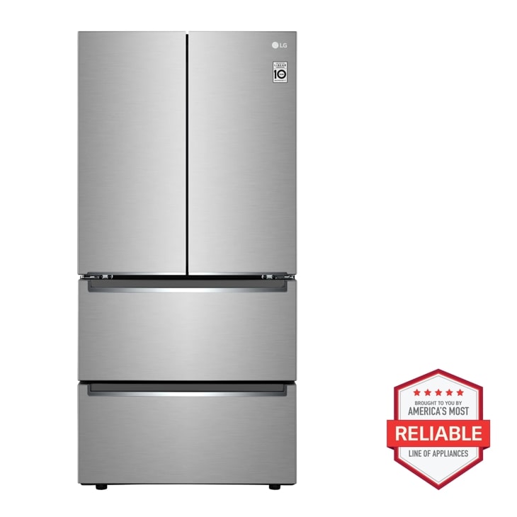LG Counter-Depth French Door Refrigerator with Door Cooling+, Counter-Depth, LED Lighting, Stainless Steel, . ft