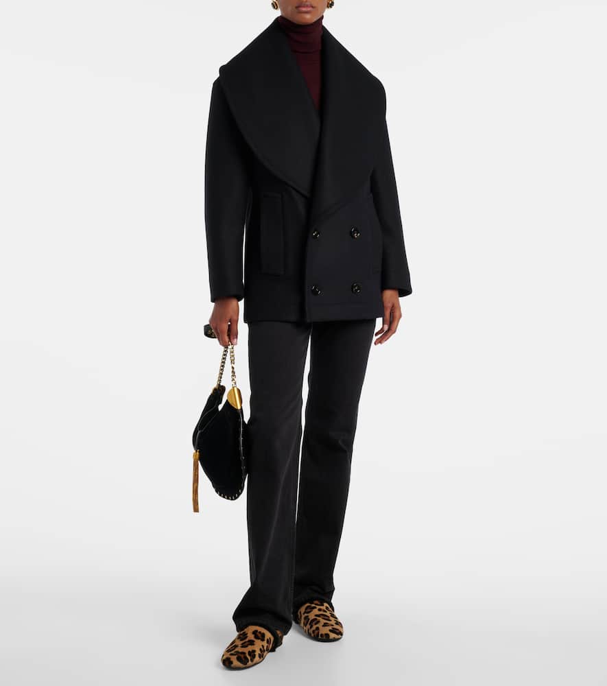 Shearling-lined calf hair slip-on shoes